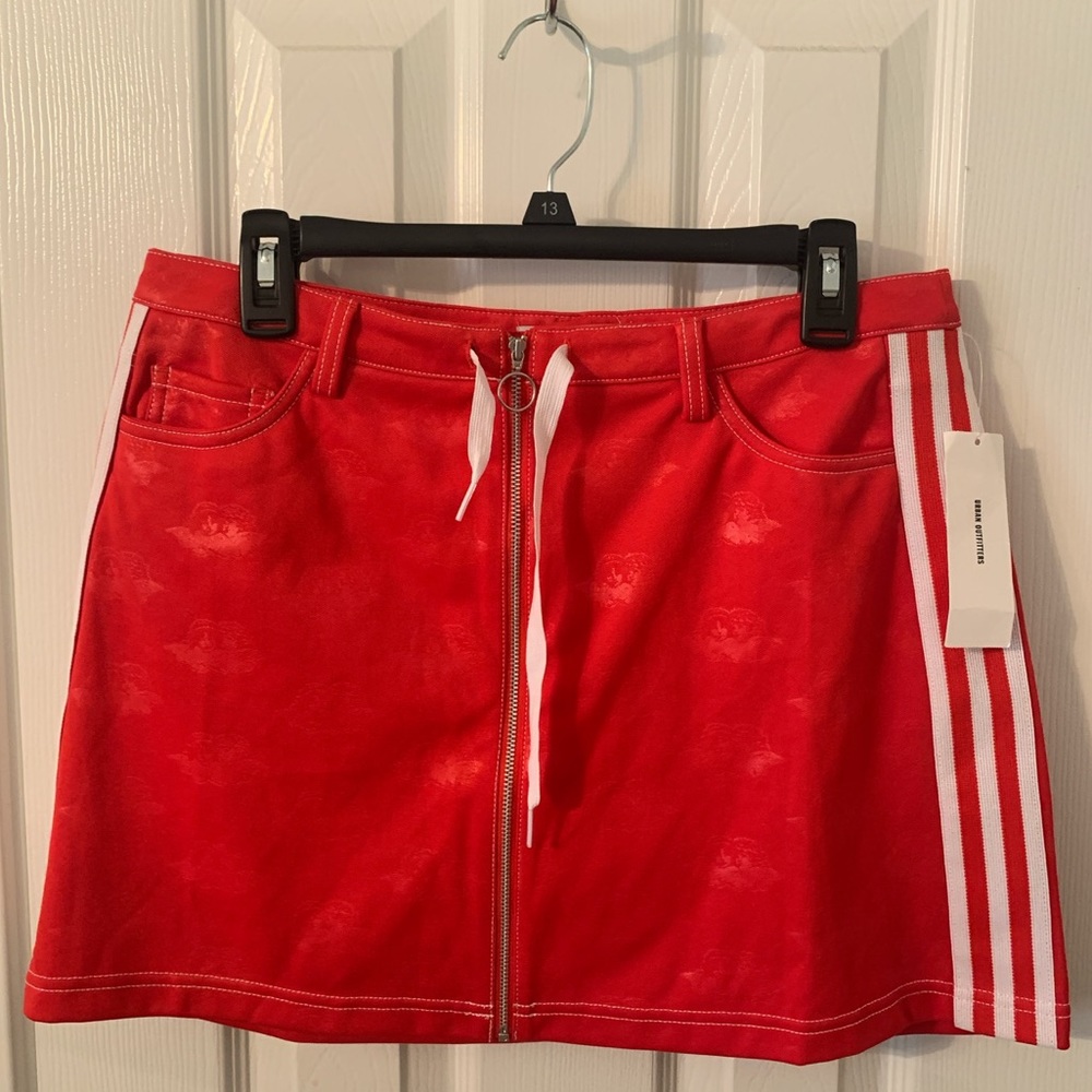 Red Adidas mini skirt